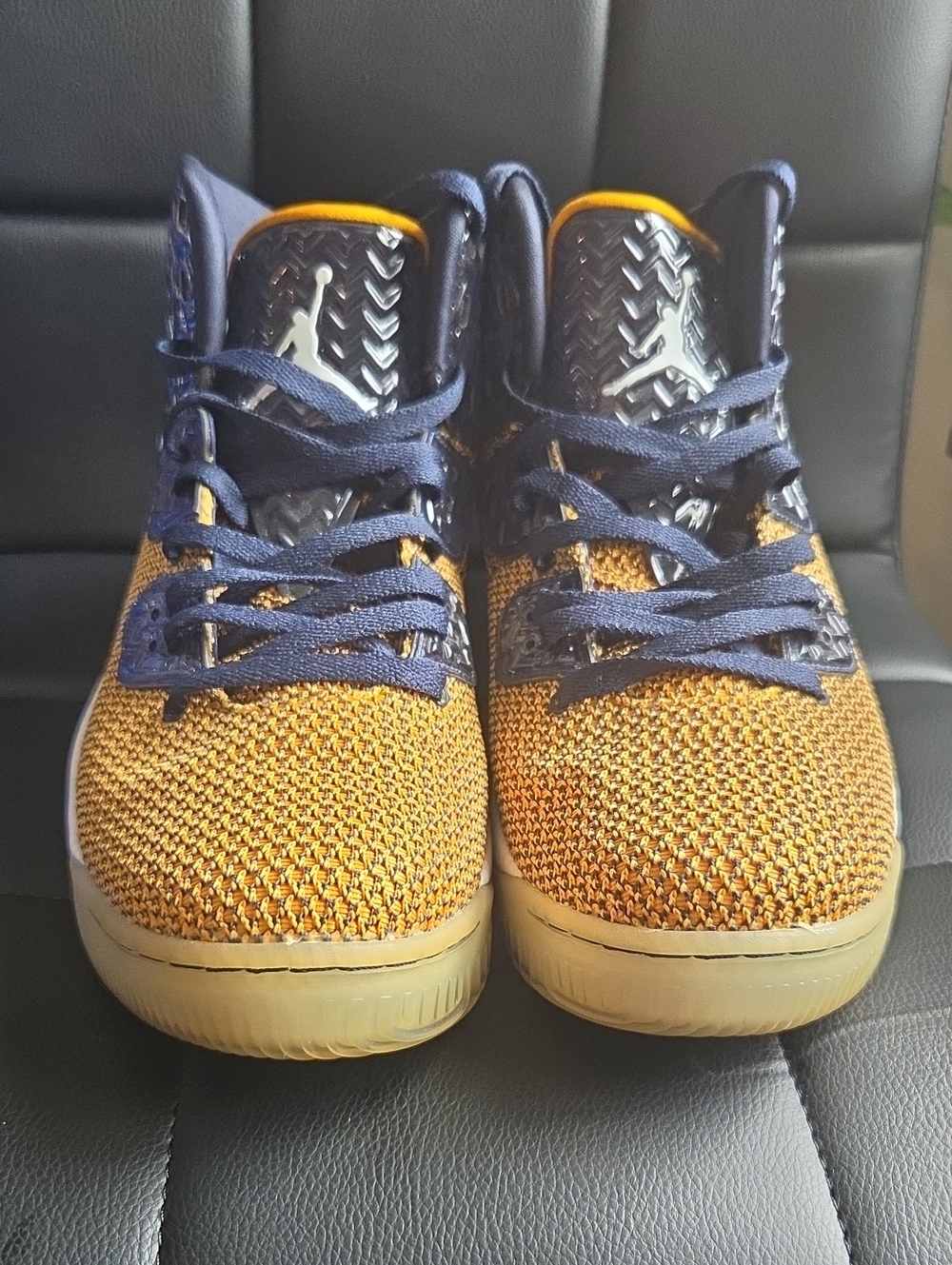 Jordan Kids Navy and Gold Knit Basketball Sneakers